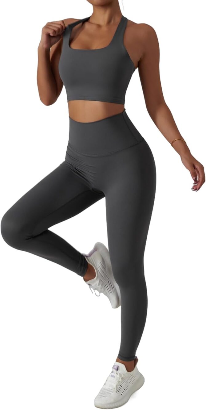 3-Piece Seamless Moisture-Wicking Workout Set for Women - Gym, Fitness, Running, Yoga Sportswear