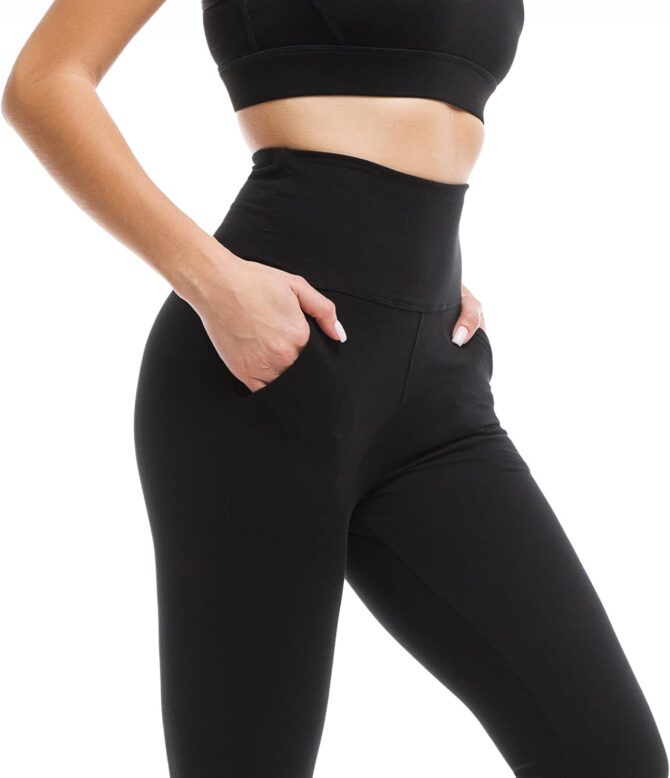 Leggings with Pockets for Women, High Waisted Leggings Buttery Soft Non See Through Workout Yoga Pants - Image 2