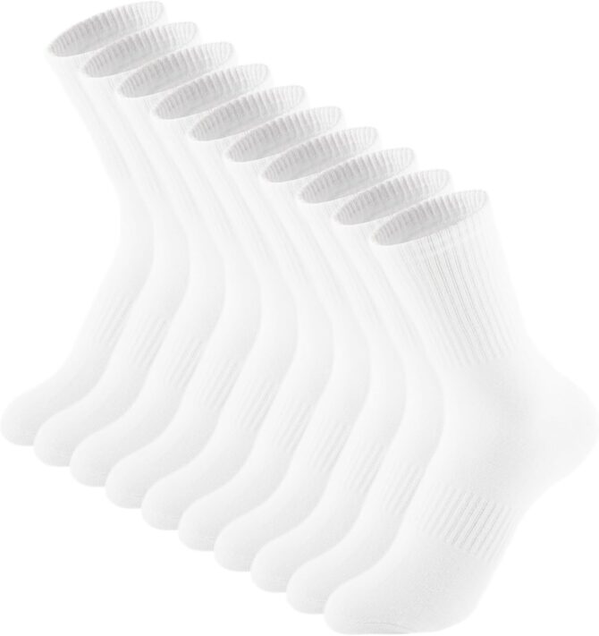 Womens Crew Socks Casual Athletic Gym LightWeight Thin Cotton Socks 5 Pairs
