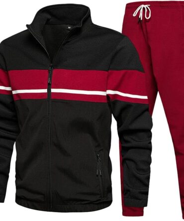 Men's Sweat Suit 2 Piece Outfit Casual Contrast Sports Jogging Tracksuits Set