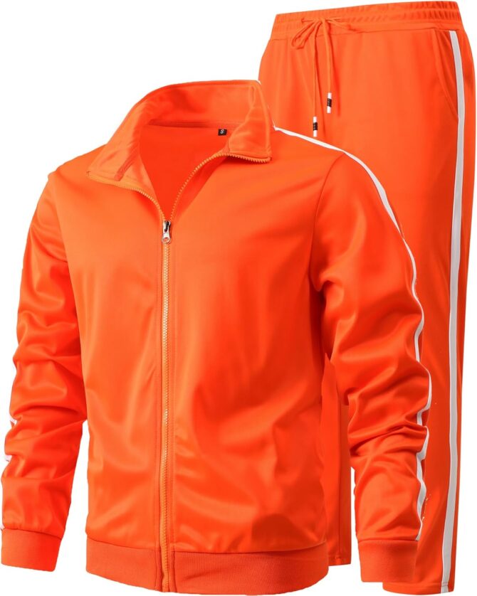 Men's Athletic 2 Pieces Tracksuit Casual Full Zip Jogging Sweat Suit Workout Sports Set Sportswear