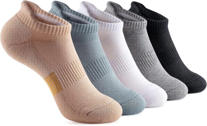 Ankle Socks Womens Running Athletic No Show Socks Cushioned 5-Pairs