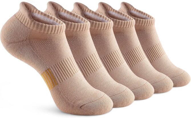 Ankle Socks Womens Running Athletic No Show Socks Cushioned 5-Pairs