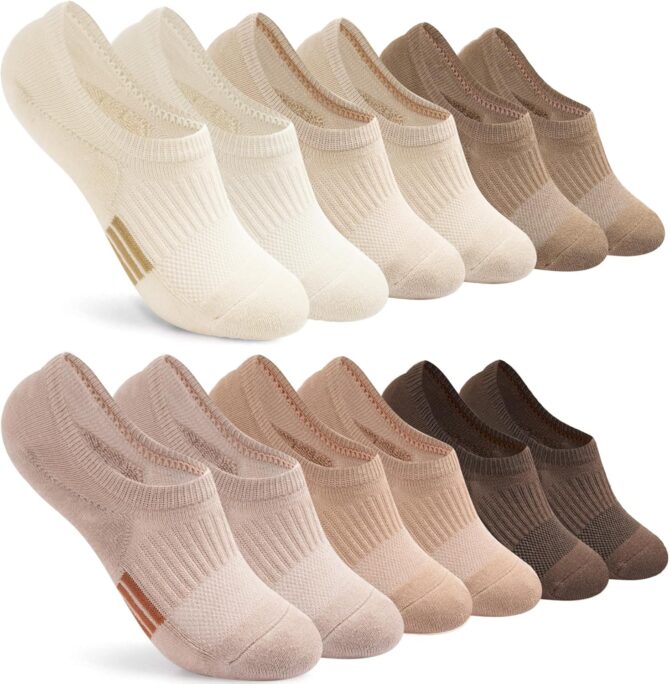 No Show Socks Womens Cushioned Low Cut Athletic Hidden Liner for Sneakers Ankle Invisible Running Socks 4/6 Pairs