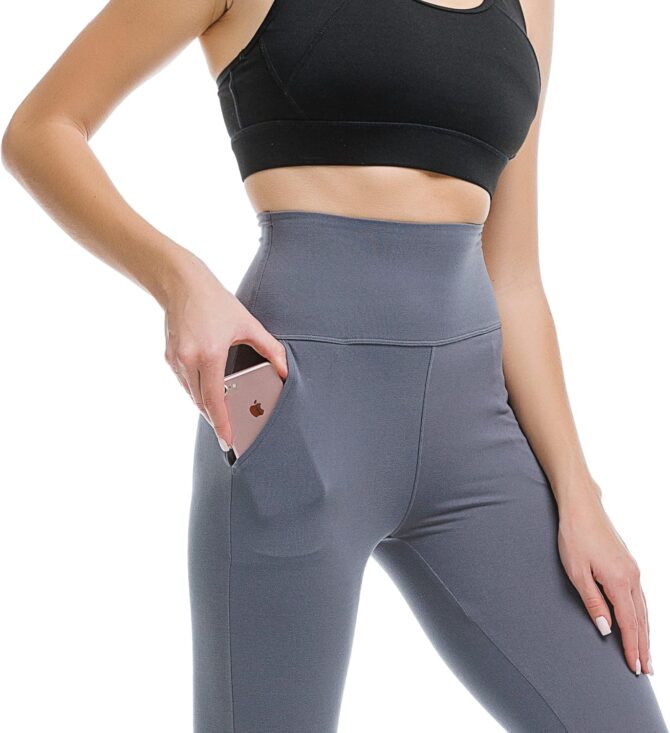 Leggings with Pockets for Women, High Waisted Leggings Buttery Soft Non See Through Workout Yoga Pants - Image 2